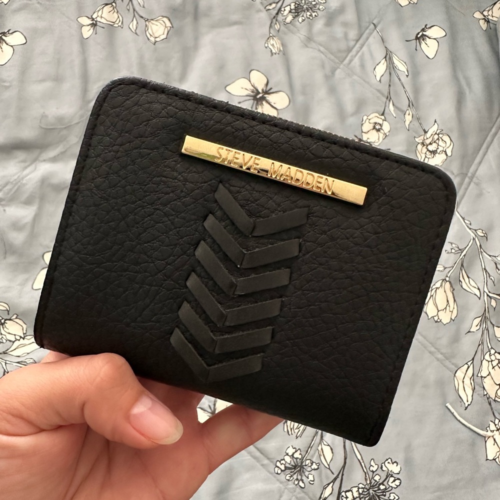 Steve Madden Black Wallet with Gold Accent
